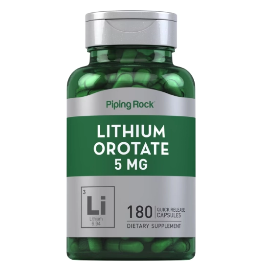 Lithium Orotate, 5mg, 180 Cápsulas, PipingRock