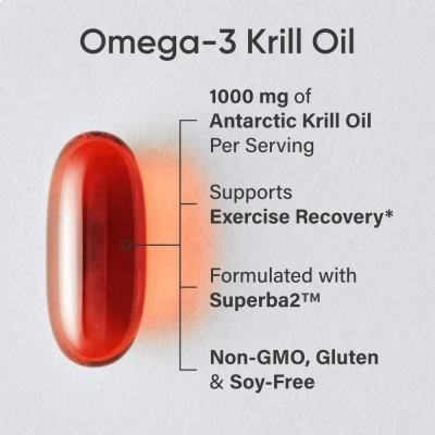 Omega 3 Krill Oil 1000mg, 60 Softgels, Sports Research 