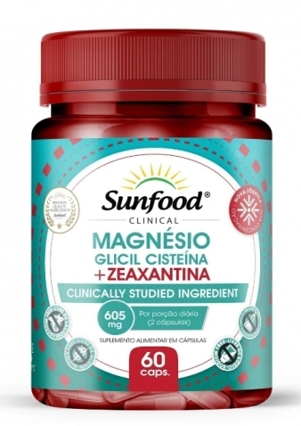 Magnésio Glicil Cisteína + Zeaxantina, 60 Cápsulas, Sunfood
