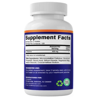 L-Theanine 400mg, 240 Comprimidos, Vitamatic