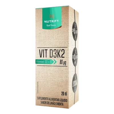 Vitamina D3+k2 Em Gotas, Sabor Limão e Menta, 20ml - Nutrify