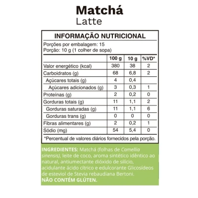 Matchá Latte, Chá Verde Solúvel em Pó, Sabor Chai , 150g, Ocean Drop