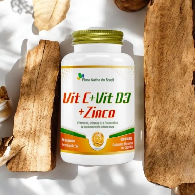 Vitamina C + D3 + Zinco, 60 Cápsulas, Flora Nativa Do Brasil