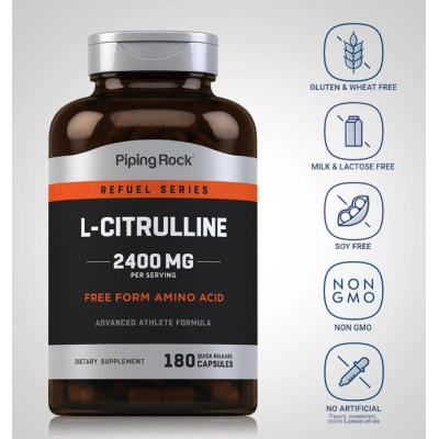 L-Citrulina 2400mg, 180 Cápsulas, PipingRock