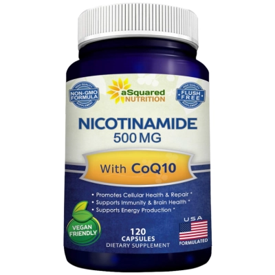 Nicotinamida 500mg com CoQ10, 120 Cápsulas, aSquared Nutrition