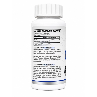 Suplemento DHEA 25mg, Suporte Hormonal e Vitalidade, Energia e Bem-Estar, 90 Cápsulas, Bullpharma