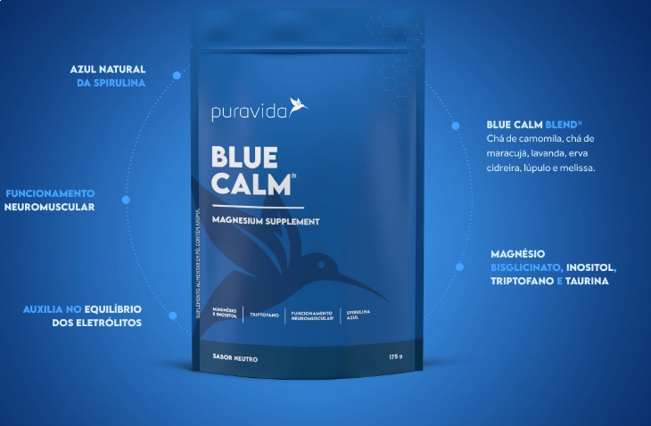Blue Calm, com Magnésio, Sabor Neutro, 175g, Puravida