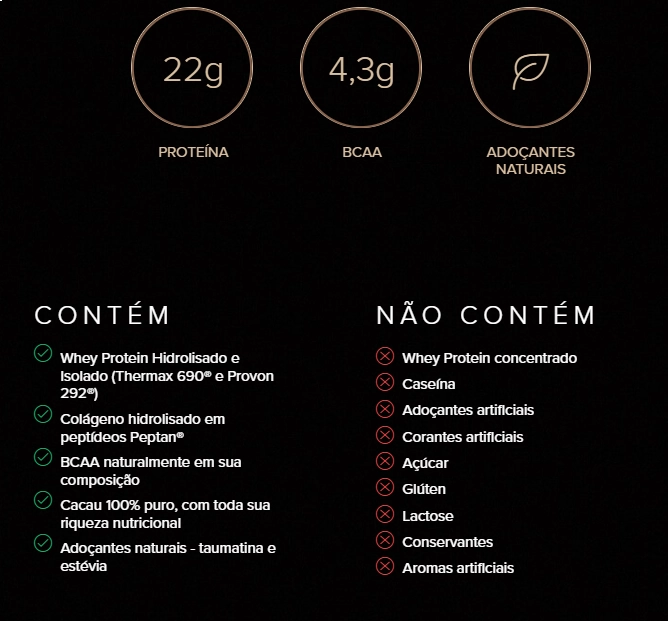 Cacao Whey, Blend de Whey Protein Hidrolisado e Isolado, Cacau Gourmet e Peptídeos de Colágeno hidrolisado, 420g, Essent
