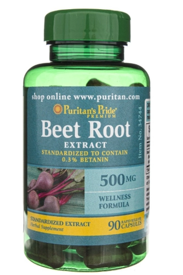 Beet Root Extract, Raiz de Beterraba 500mg, 90 Cápsulas, Cápsulas, Puritan's Pride