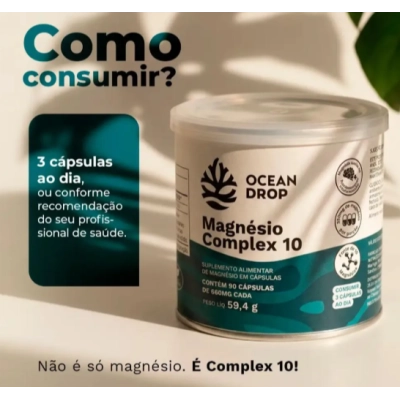 Magnesio Complex 10, 90 Cápsulas, Ocean Drop