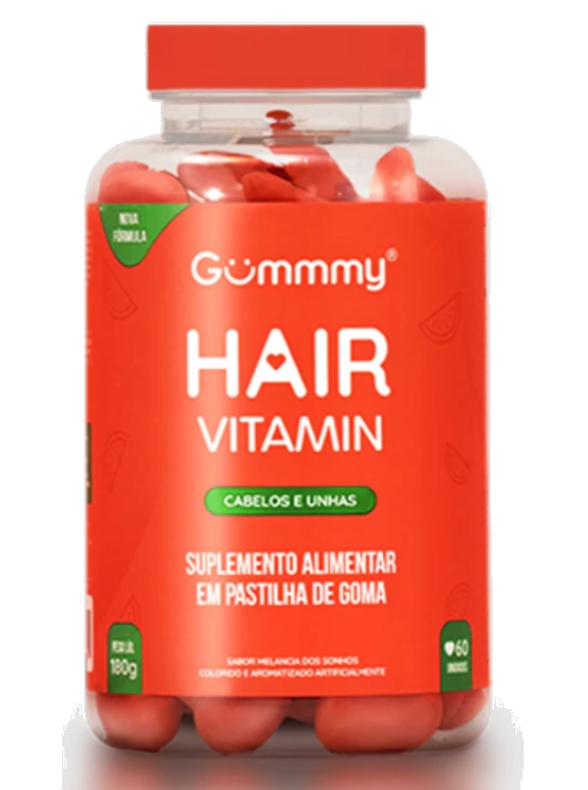 Gummy Hair, Cabelo, Pele e Unha, 60 Gomas Sabor Melancia, 180g