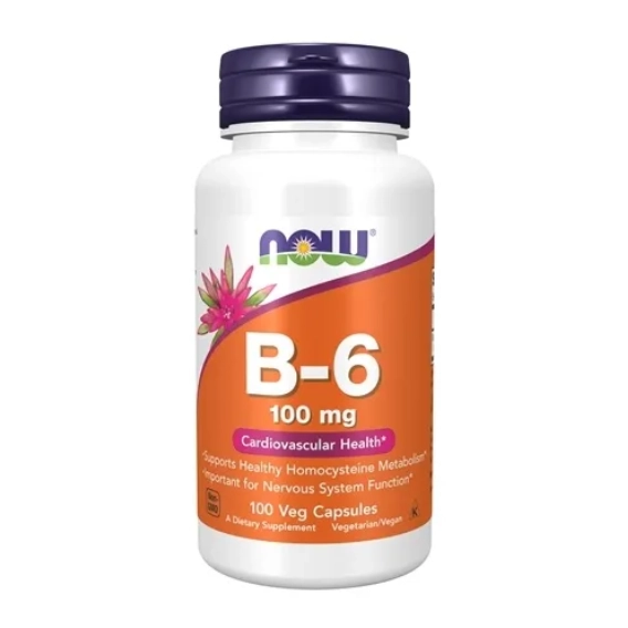 Vitamina B6, 100mg, 100 Cápsulas, Now