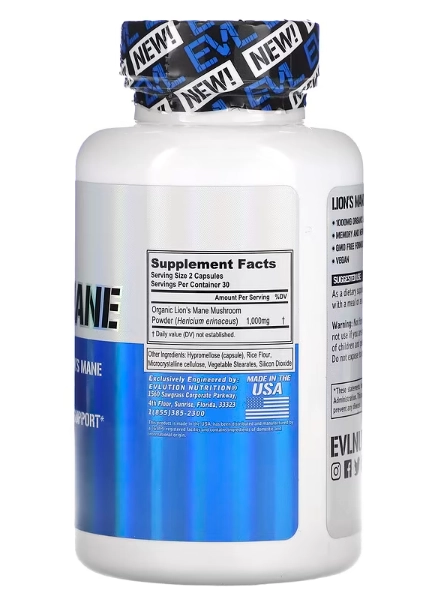 Lion's Mane 500mg, 30 Capsules Veggie, EVLution Nutrition