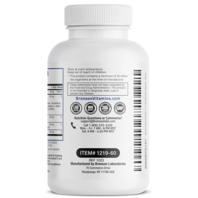 Probiótico Masculino 50 Bilhões UFC, com Prebiótico, Ashwagandha, Feno-grego e Zinco, 60 Cápsulas, Bronson 