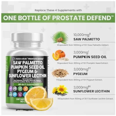 Saw Palmetto 10000mg  com Óleo de Semente de Abóbora 3000mg, 90 Cápsulas, Clean Nutraceuticals