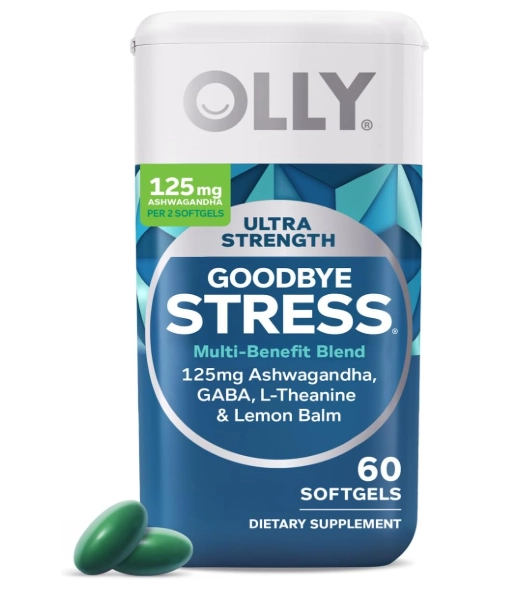Goodbye Stress, Alívio do Estresse Com GABA, Ashwagandha, L-Teanina e Erva-Cidreira, OLLY