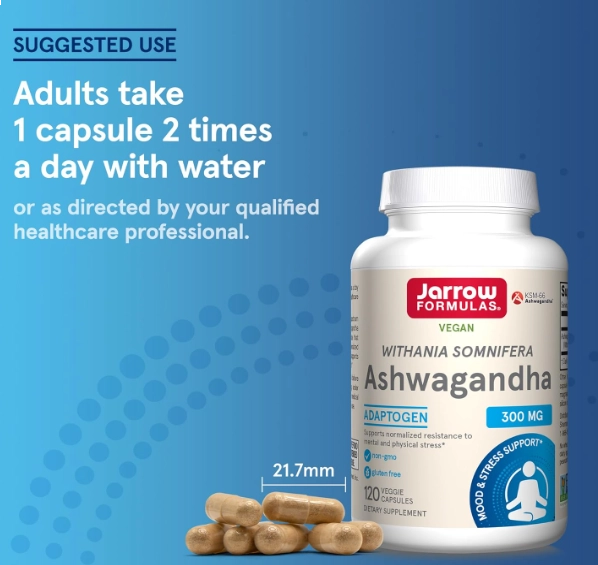 Ashwagandha 300mg, 120 Cápsulas, Jarrow Formulas