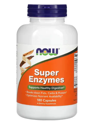 Super Enzymes, Digestão Saudável, 180 Cápsulas, Now