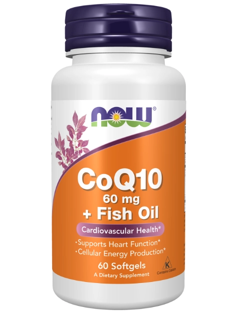 Coenzima CoQ10 60mg com Ômega, 60 Cápsulas, Now