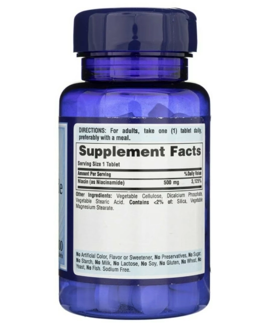 Niacinamida, 500mg, 100 Comprimidos, Puritan's Pride