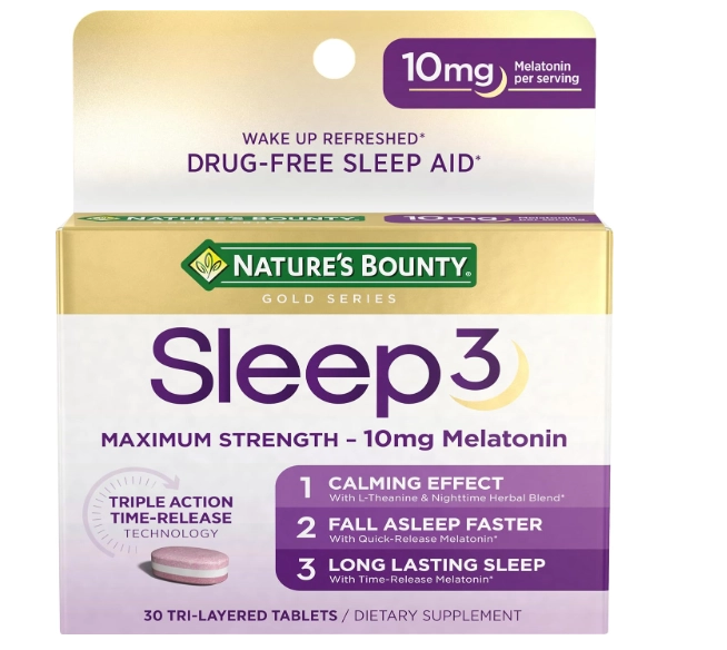 Melatonina Sleep3, Três Camadas, 10mg, 120 Tablets, Nature's Bounty