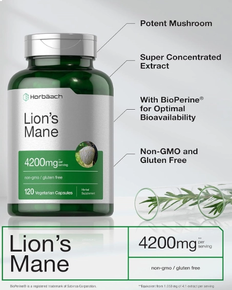 Lion's Mane, Juba de Leão, 4200mg, 120 Cápsulas, Horbaach