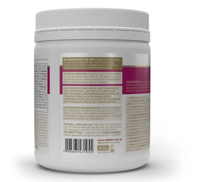 Colágeno Colagentek, 300g, Sabor laranja com acerola, Vitafor