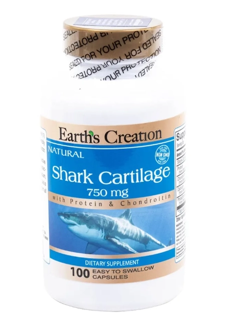 Shark Cartilage 750mg, 100 Cápsulas, Earth's Creation