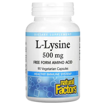 L-lisina, 500 mg, 90 Cápsulas, Natural Factors
