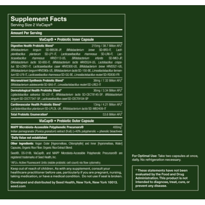 DS-01 Daily Synbiotic, Simbiótico Diário, Prebiótico e Probiótico, 60 Cápsulas Vaganas, Seed 