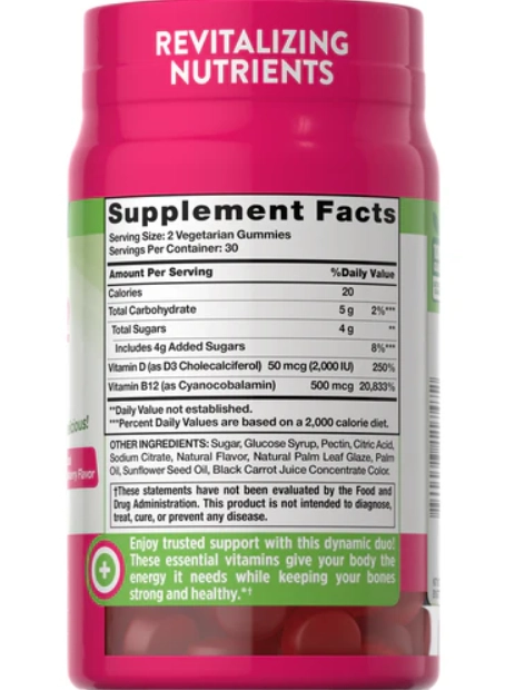 Vitamina D3 + B-12, 60 gomas, Nature's Truth