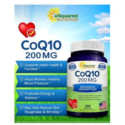 Coenzima CoQ10 200mg, 200 Cápsulas, aSquared Nutrition