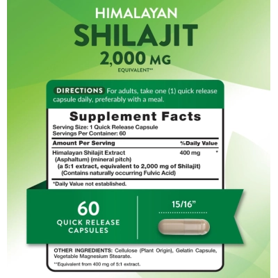Himalayan Shilajit 2000mg, 60 Cápsulas, Nature's Truth