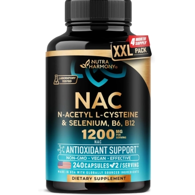 NAC 1200mg, 240 Cápsulas,Nutraharmony