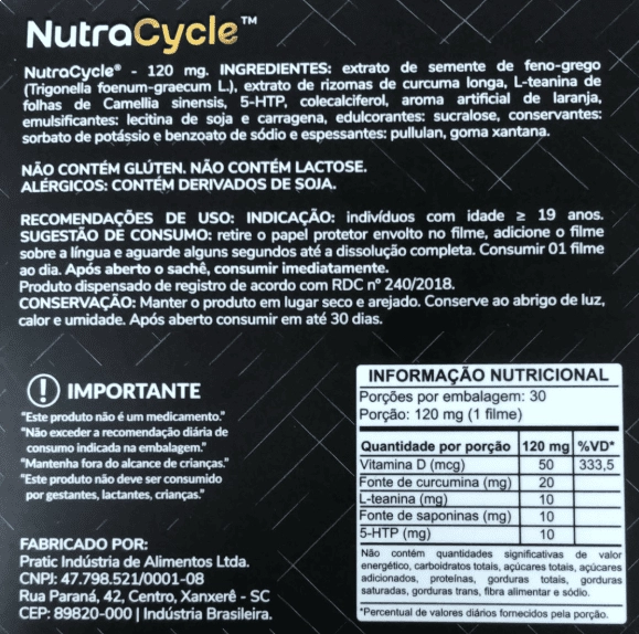 NutraCycle, Equilíbrio das Emoções e Hormônios Durante o Ciclo Menstrual, 30 Filmes Orodispersíveis Sabor Menta, Nutra-C