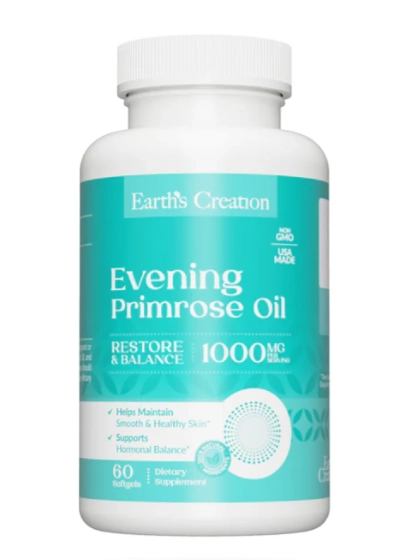 Óleo de prímula, Evening primrose, 1000mg, Earth's Creation