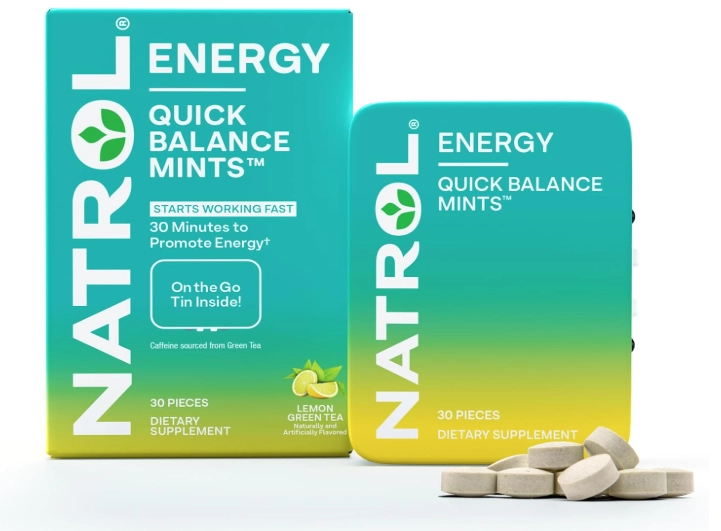 Quick Balance Mints, Suplemento Energético, 30 balas com chá Verde limão, Natrol
