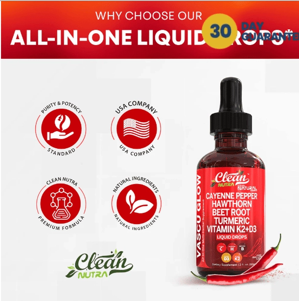 Cayenne Pepper Drops com Cúrcuma, Berberina e Vitamina D2 K3, 60ml, Clean Nutra