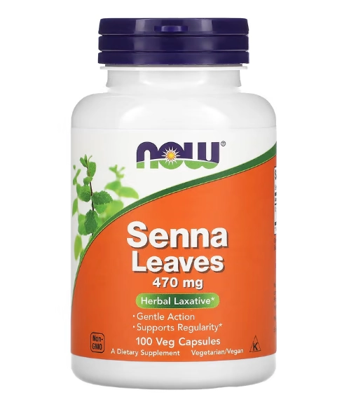 Senna Leaves, Folhas de Senna 470mg, 100 Cápsulas, Now
