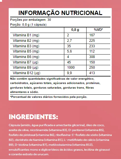 Bio Vit B, Complexo B, 30 Cápsulas, PuraVida