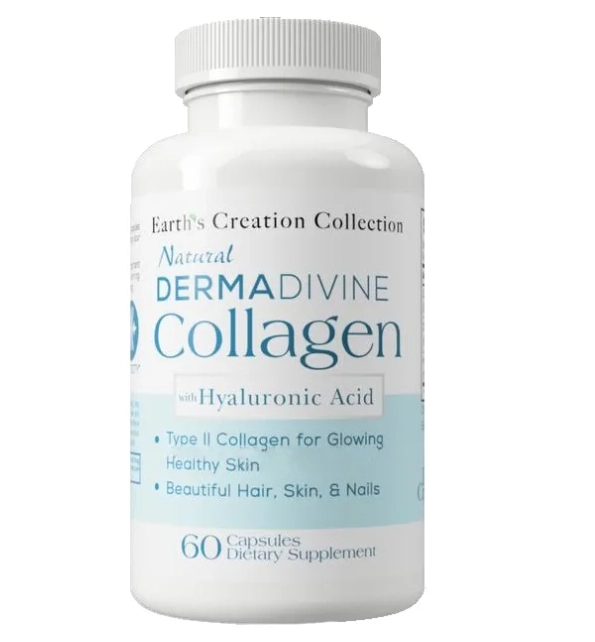 Dermadivine Colágeno, Suplemento de pele, 1000mg, 60 cápsulas, Earth's Creation