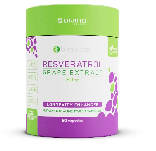 Resveratrol Grape Extract, 80mg, 60 cápsulas, Bioroots