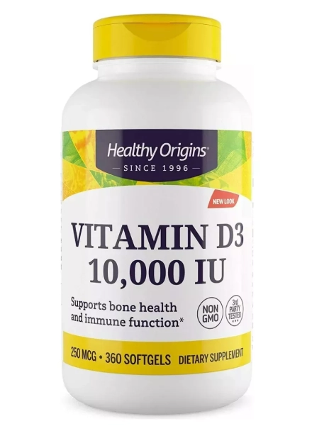 Vitamina D3 10000UI, 360 Softgels, Healthy Origins