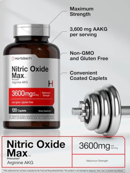 Óxido Nítrico Máximo 3600mg, 120 Cápsulas, Horbaach