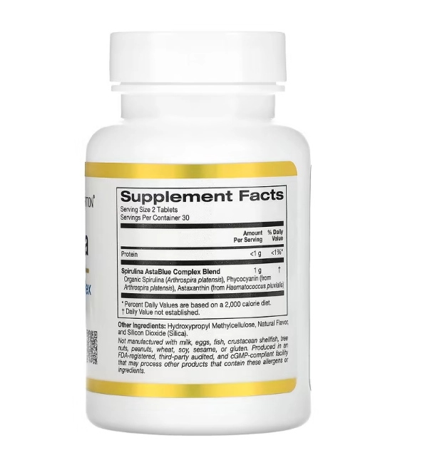 Complexo Spirulina AstaBlue, 60 Tablets, California Gold