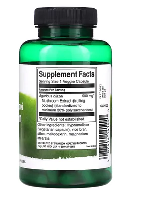 Agaricus Blazei Mushroom, Cogumelo Agaricus Blazei, 500 mg, 90 Cápsulas, Swanson
