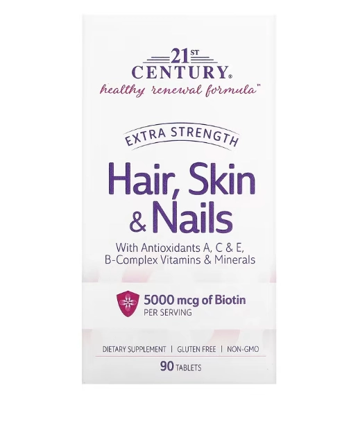 Hair, Skin & Nails, cabelo, pele e unhas, 90 Comprimidos, 21st Century