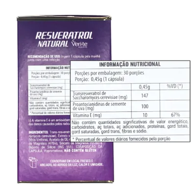 Resveratrol 100% Natural Veri-te, 450mg, 30 Vegan Caps, Flora Nativa