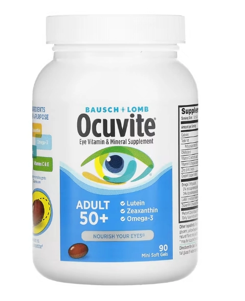 Ocuvite, Suplemento Vitamínico e Mineral para os Olhos Adulto 50+, 90 Mini Cápsulas, Bausch & Lomb
