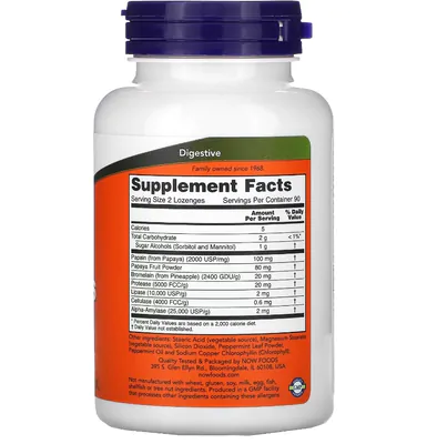 Super Enzimas de Papaya,180 Patilhas, Now